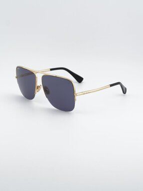 Max Mara MENTON3 MM0121 30A Sunglasses Gold Aviator Frame, Smoke Lenses